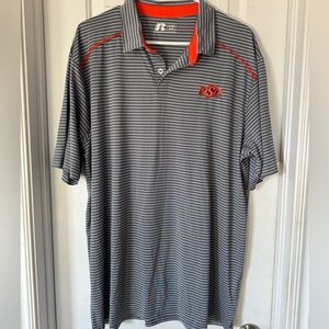 Russell Gray Striped Men's OSU athletic Polo Shirt